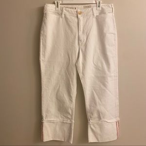 Pilcro Anthropologie White Cuffed Crop Jeans
